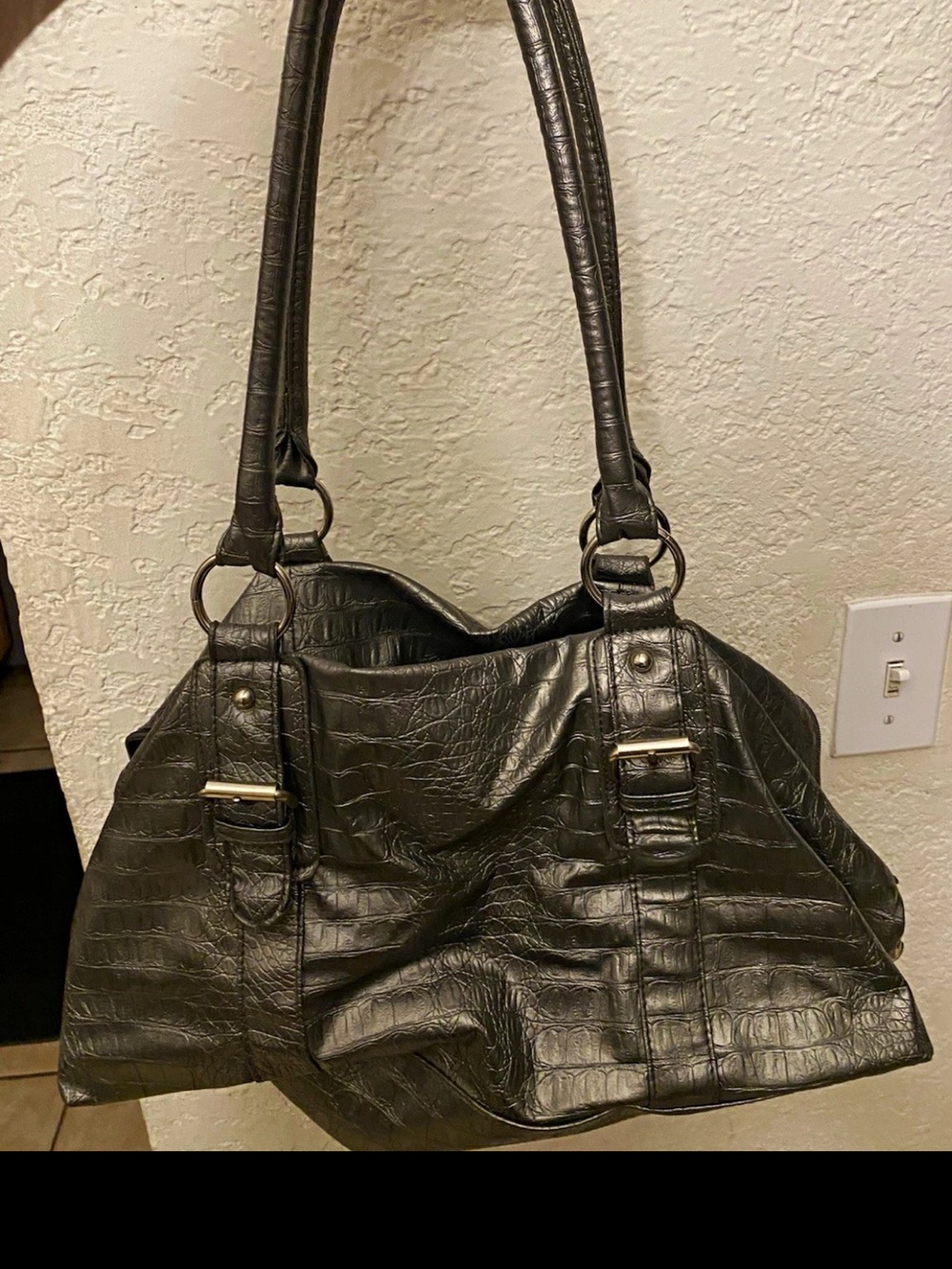 Maurices metallic silver Crocodile Shoulder Bag Double Handles